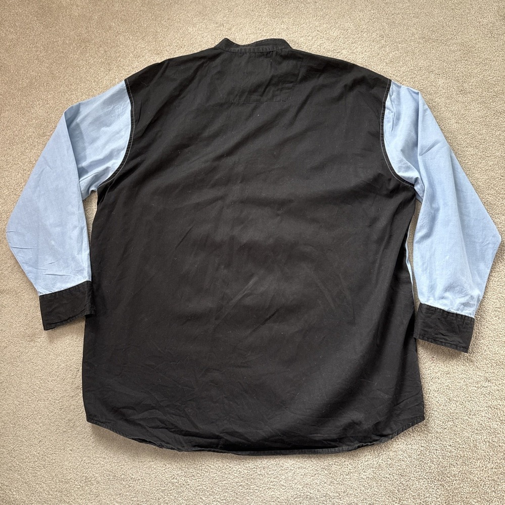 Vintage Mo Betta Western Shirt Blue Black Standing Collar Button Up Garth Brooks - Picture 2 of 8